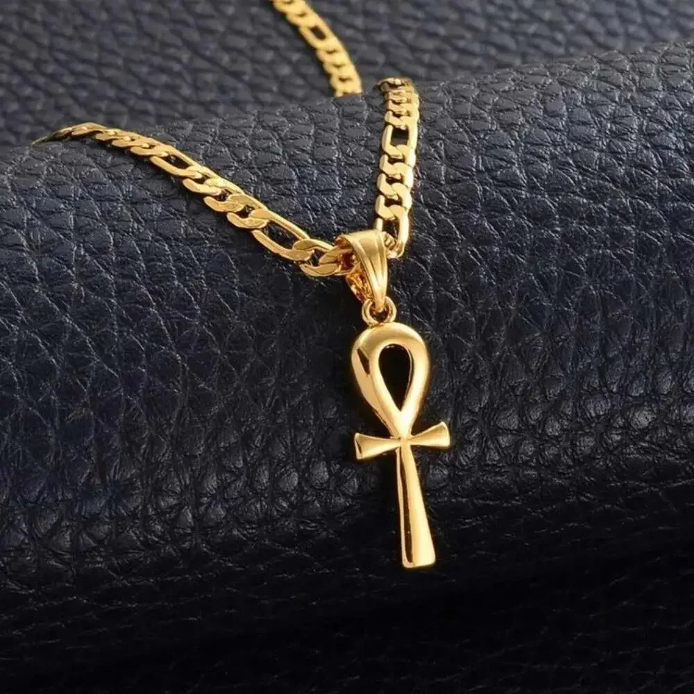 Gold Ankh Cross Pendant Necklace 2 A 23
